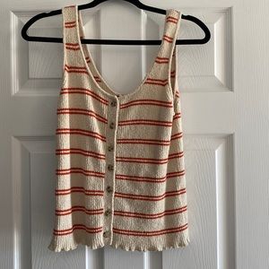 Madewell orange striped sweater tank top